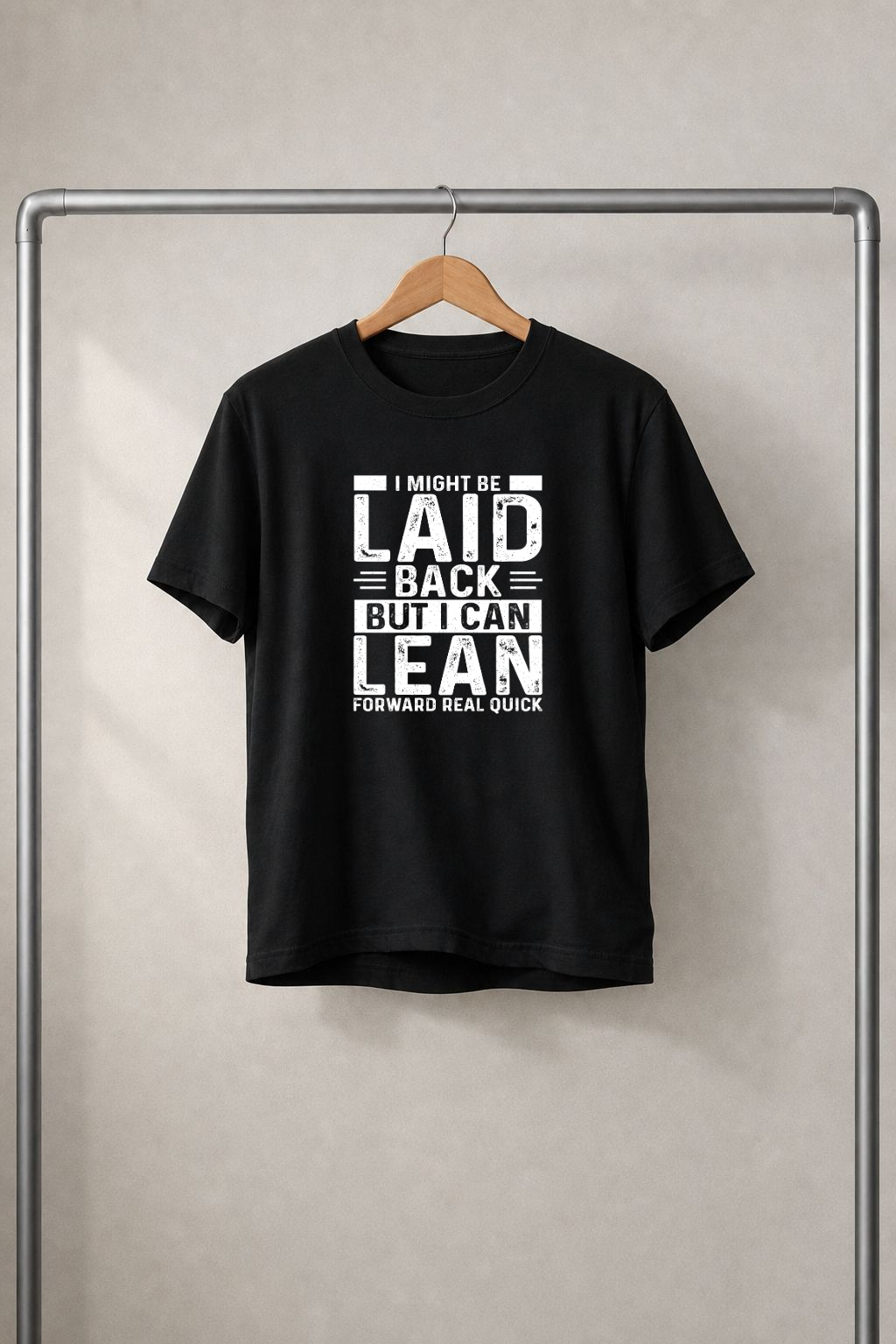Laid back. Black Tshirt.