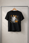 White fall ghost. Black Tshirt.