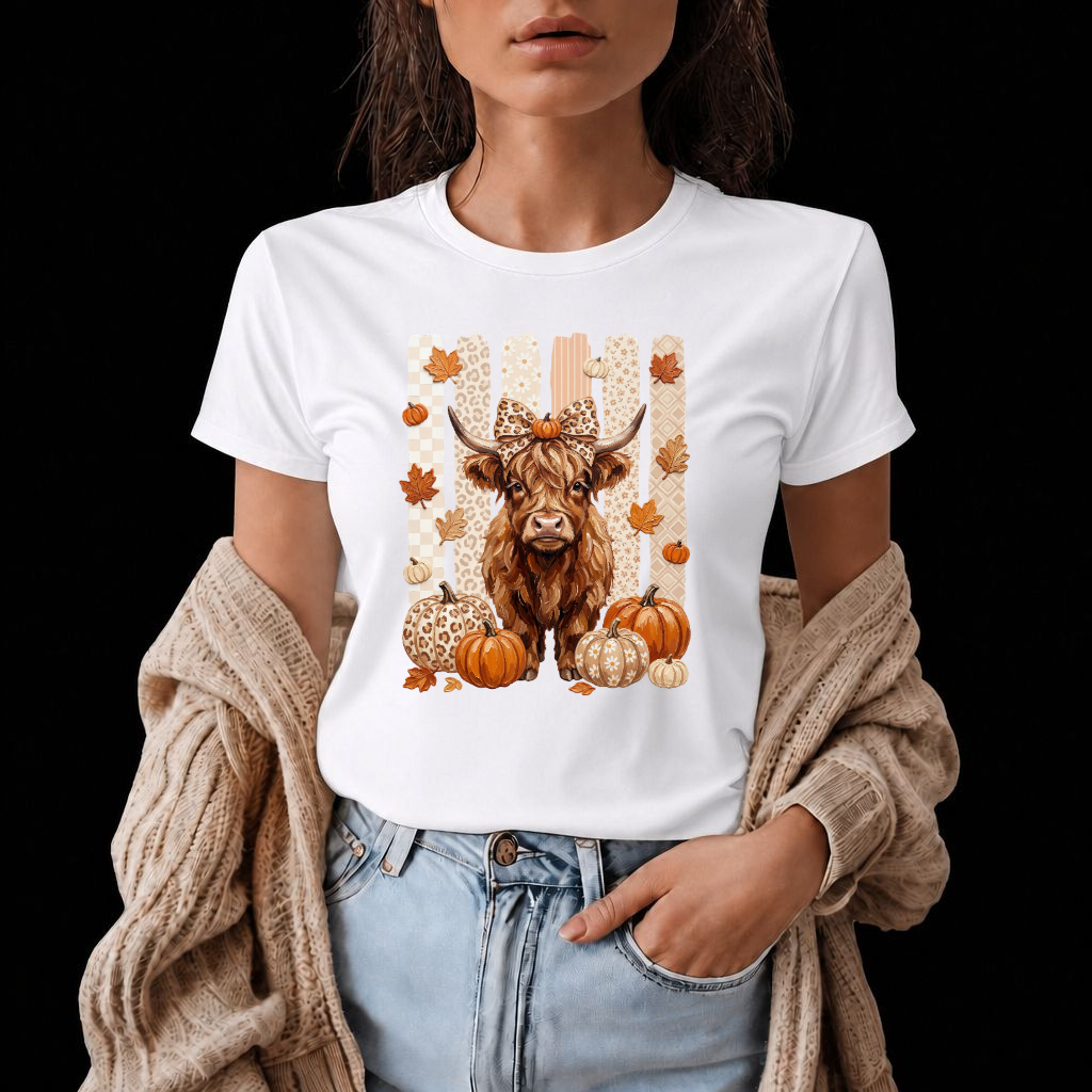 Fall highland cow. DTF Transfer.